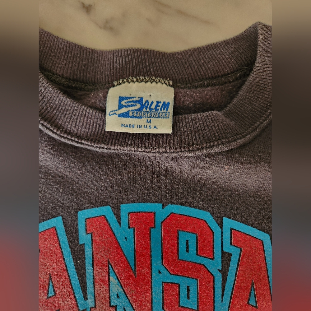 Vintage‎ retro 90's KU University of Kansas Jayhawks sweatshirt Salem unisex - Picture 3 of 7